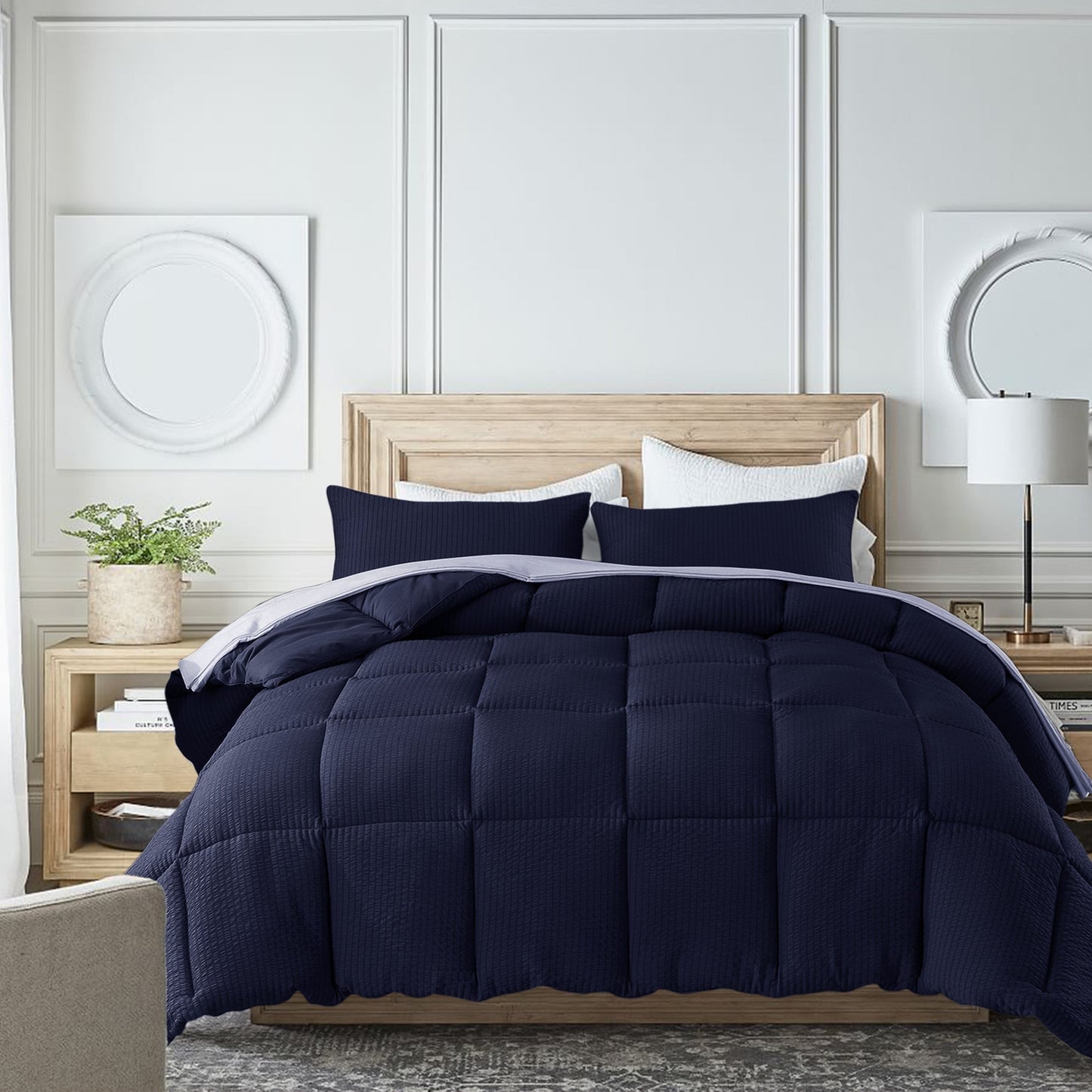 Sleep City Twin / Blue Comforter Kasentex Ultra Soft All Season Down Alternative Reversible Comforter, Twin, Queen, King, Room Decor, Graduation Gifts Kasentex