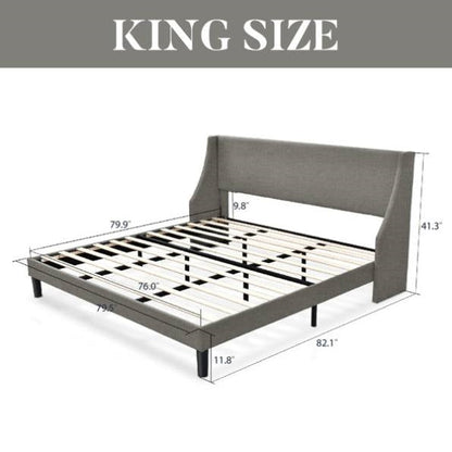 King size bed with dimensions labeled on a white background
