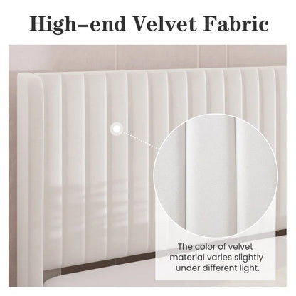 High-end velvet fabric with close-up detail and text indicating color variation.