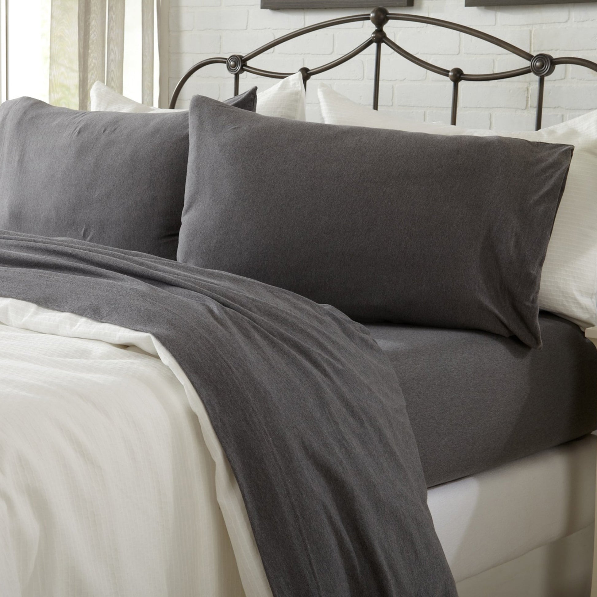 Sleep City Twin / Charcoal Sheets 4-Piece Jersey Sheet - Carmen Collection Great Bay Home