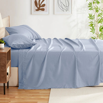 premium light blue bamboo luxury hotel sheets