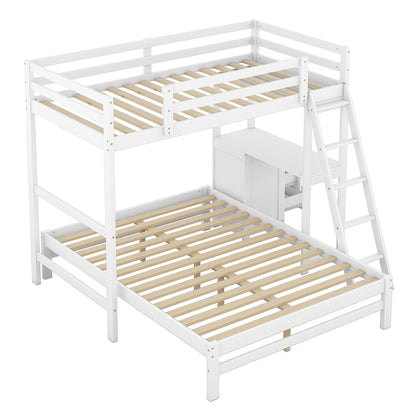 Luxury white loft bed and bunk bed with desk and ladder