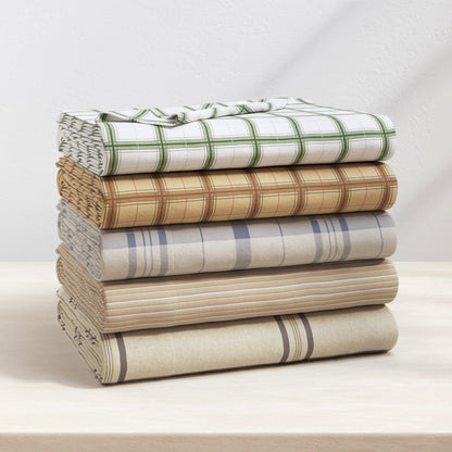 Turkish Cotton Flannel Sheet Set - Plaid & Stripe Collection