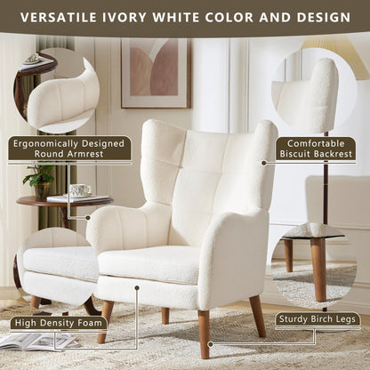 White armchair with highlighted features in a living room setting