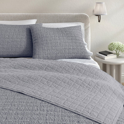 100% Cotton Honeycomb Waffle Garment Washed Quilt Set - Genevieve Collection