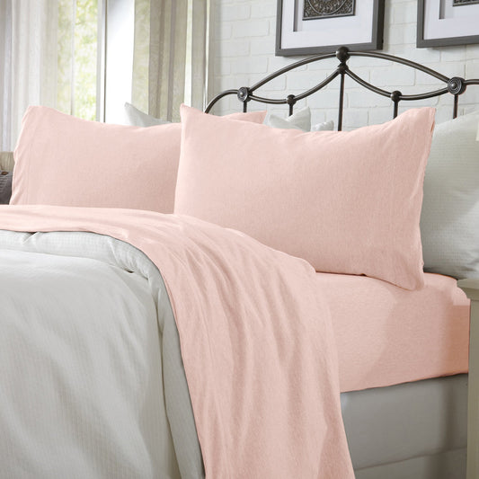 Sleep City Twin / Blush Pink Sheets 4-Piece Jersey Sheet - Carmen Collection Great Bay Home