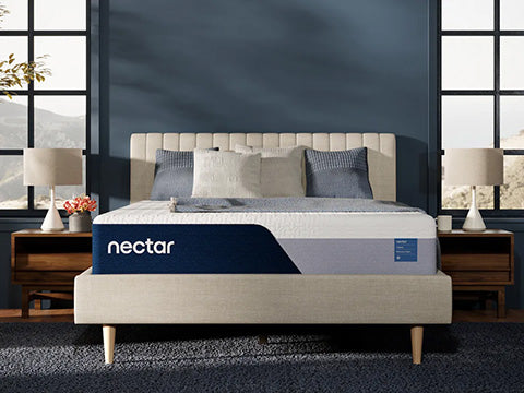 Nectar mattress on a bed in a modern bedroom setting