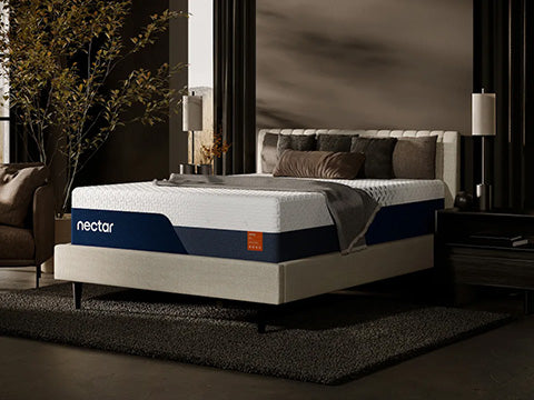Nectar mattress in a bedroom setting with a neutral color scheme