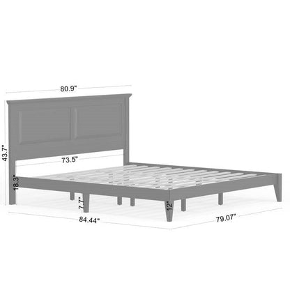 King bed frame with dimensions labeled on a white background
