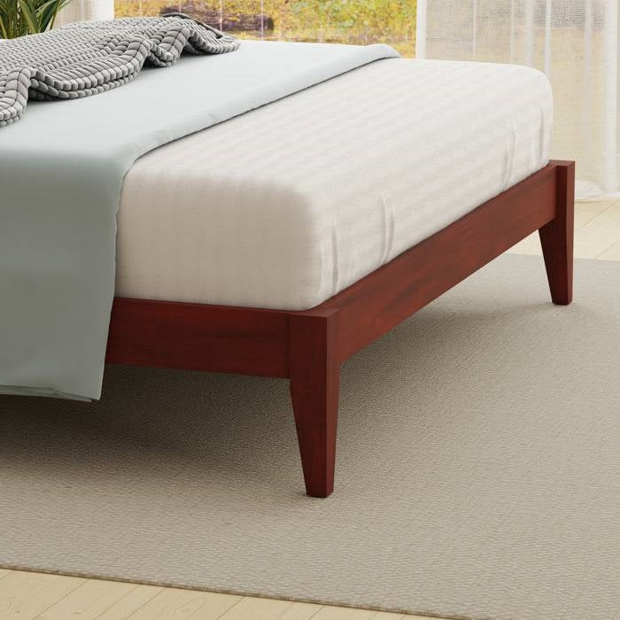 Queen size oak wood bed frame in cherry