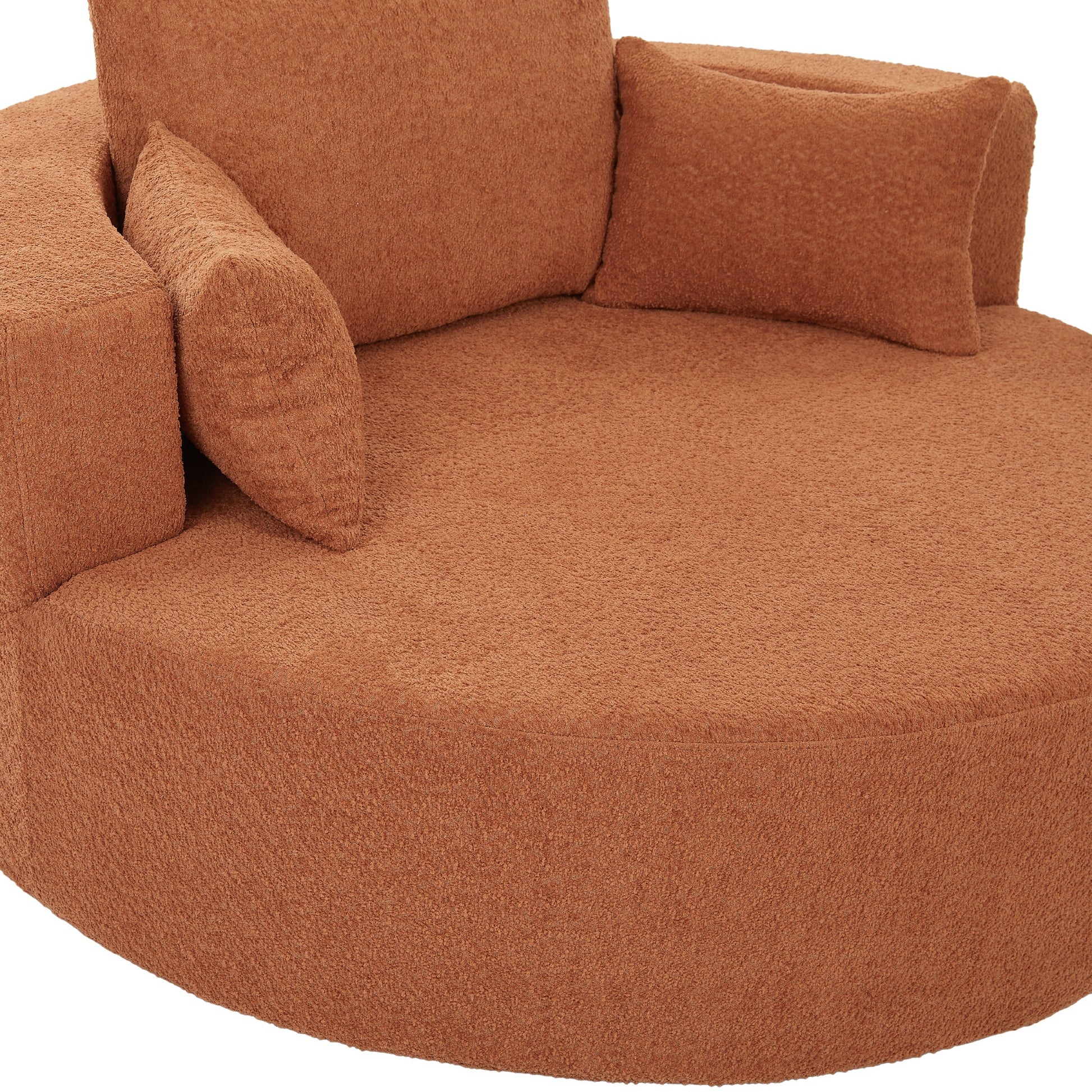 Orange red textured accent swivel chair on a white background