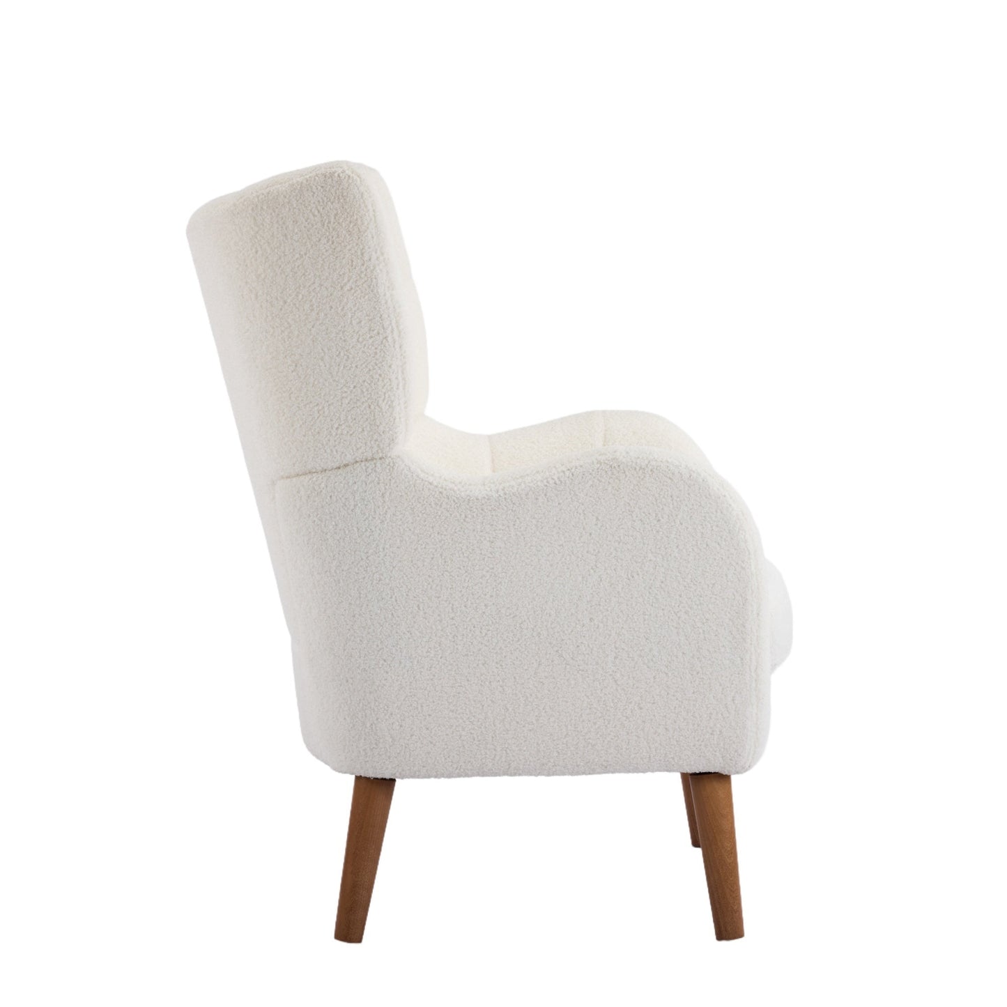 White armchair with wooden legs on a white background