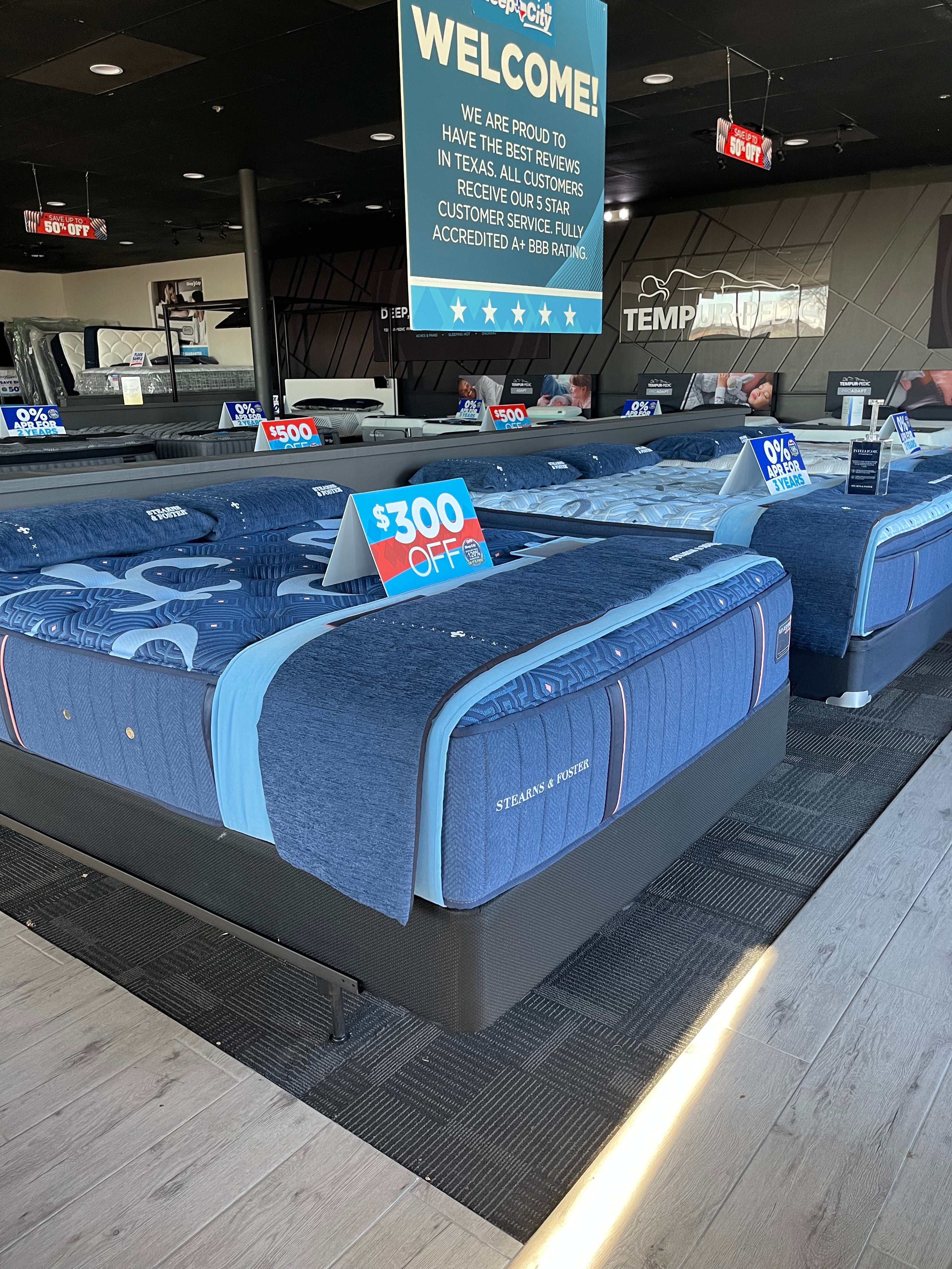 stearns and foster mattress floor model sale