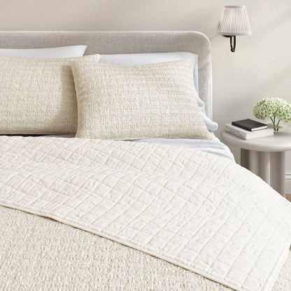 100% Cotton Honeycomb Waffle Garment Washed Quilt Set - Genevieve Collection