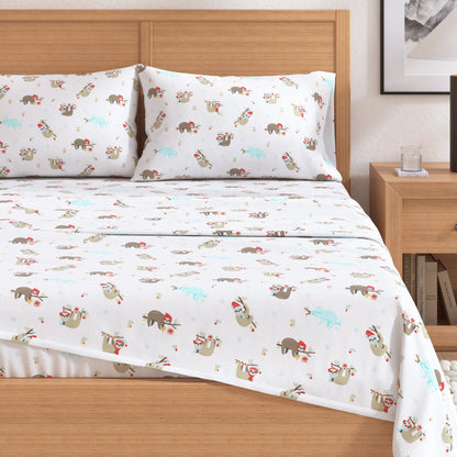 4-Piece Turkish Cotton Christmas Flannel Sheet - Whittaker Collection
