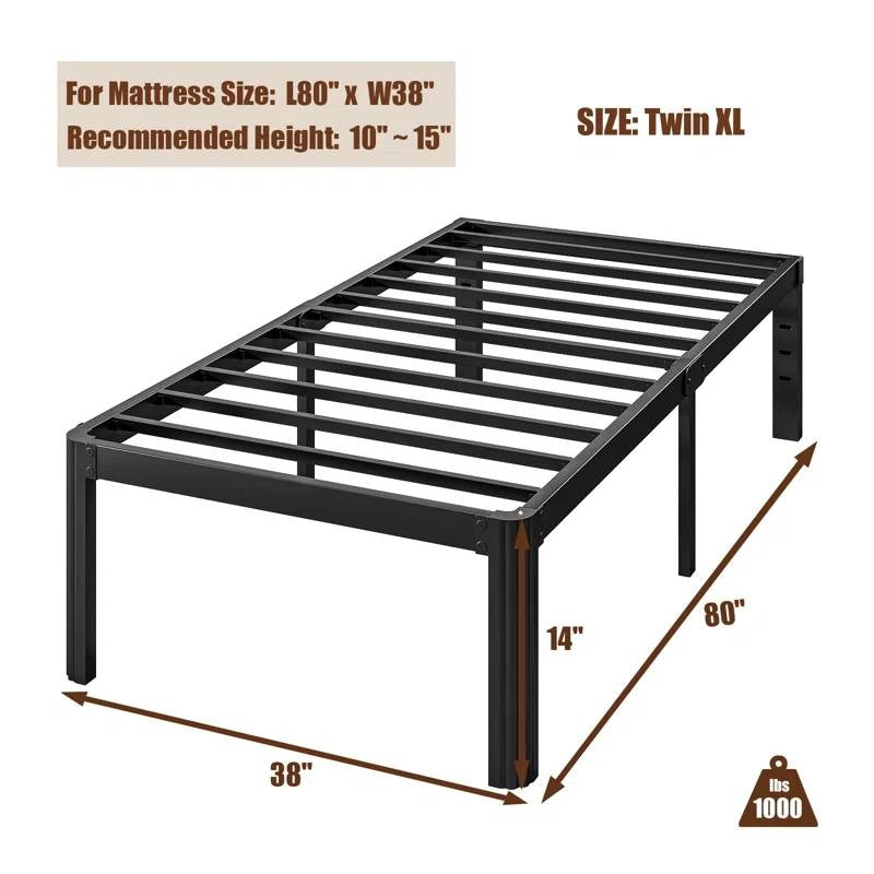 Black metal Twin XL bed frame dimensions
