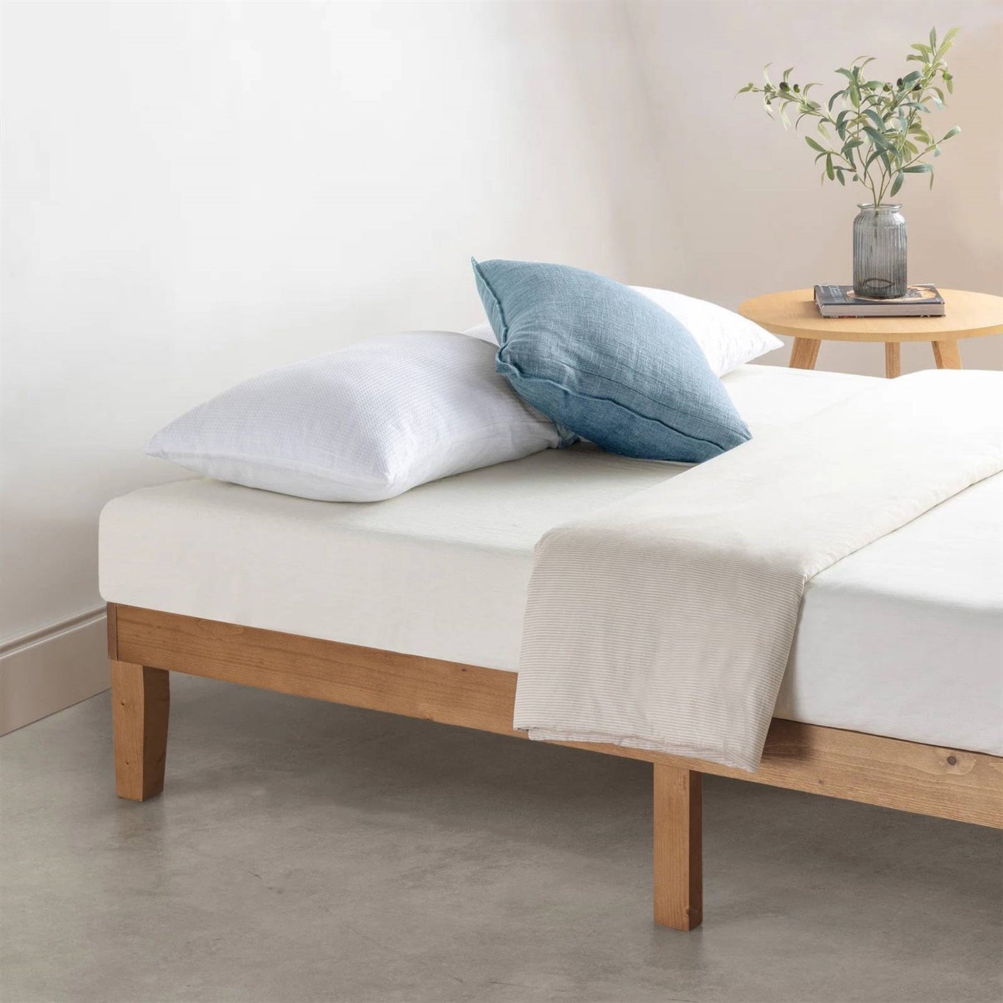 Twin XL wood bed frame for a modern minimalist bedroom