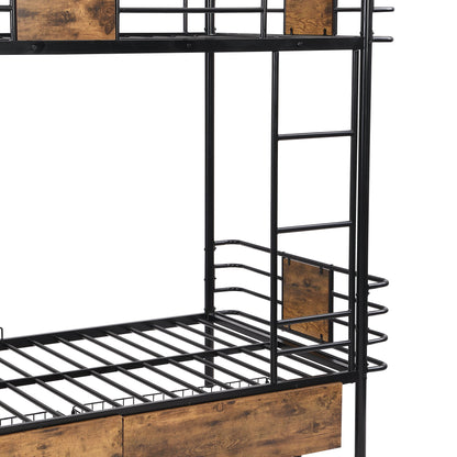 Twin xl size bunk bed with metal frame and ladder