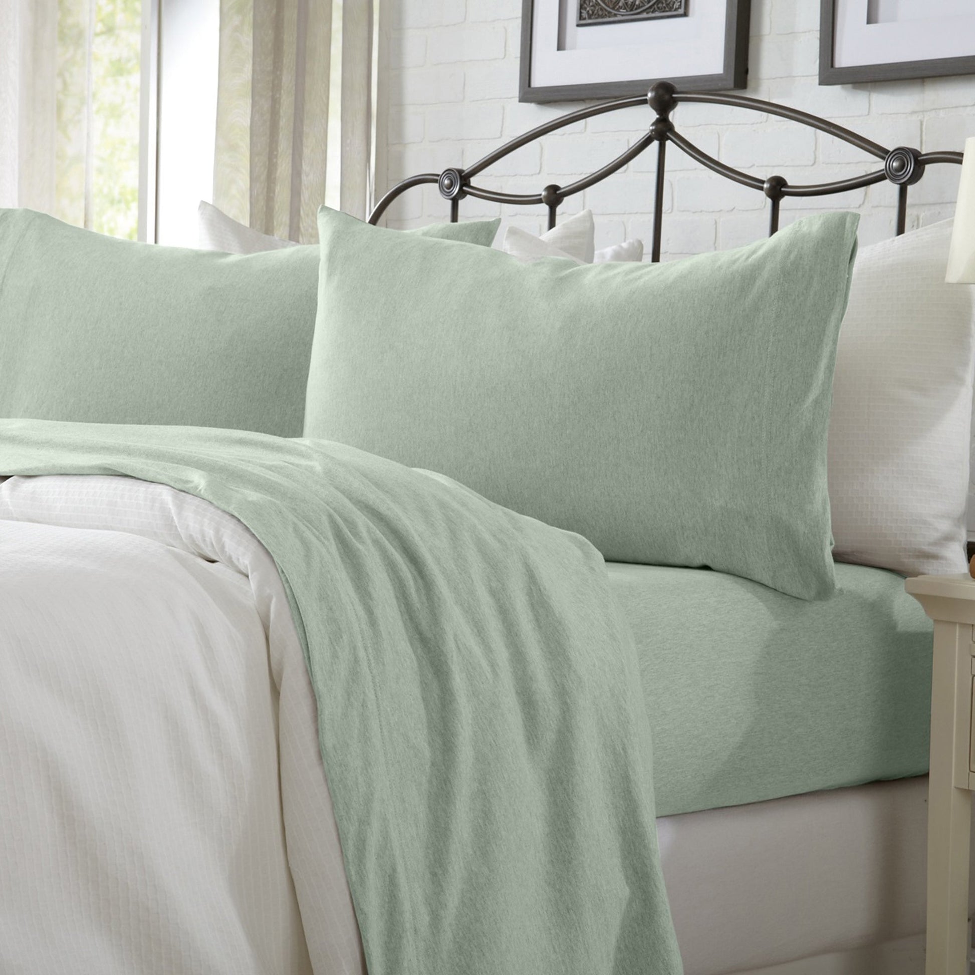 Sleep City Twin / Green Sheets 4-Piece Jersey Sheet - Carmen Collection Great Bay Home