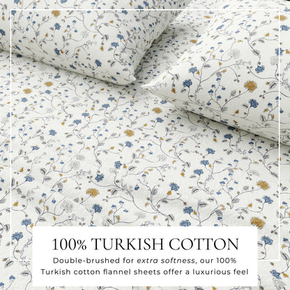 Turkish Cotton Flannel Sheet Set - Winter Floral Collection