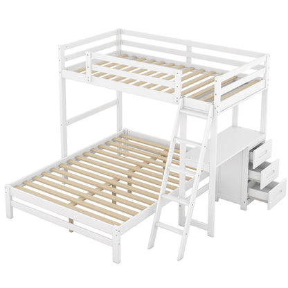 Luxury white bunk bed and loft bed with desk