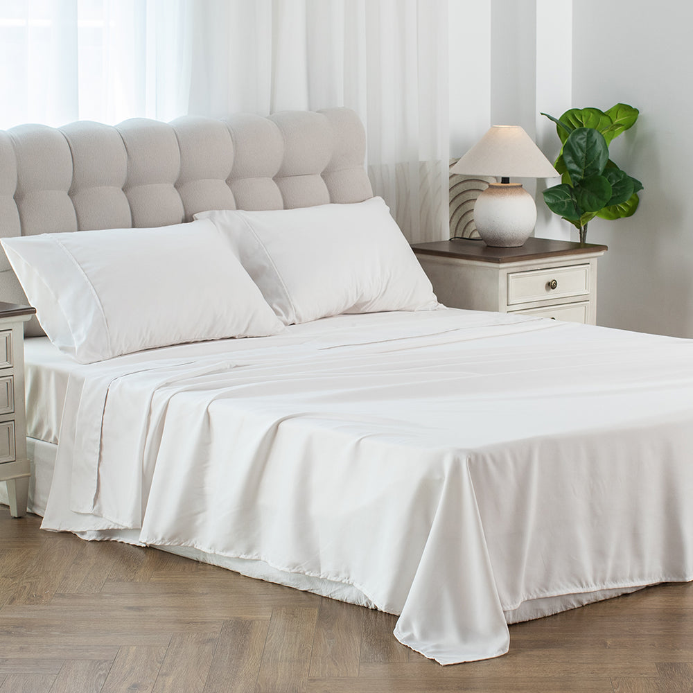 Sleep City Twin / White Sheet Set Kasentex Soft Sheet Bedding Set in Deep Pocket, Hypoallergenic and Breathable, Room Decor, Graduation Gifts Kasentex