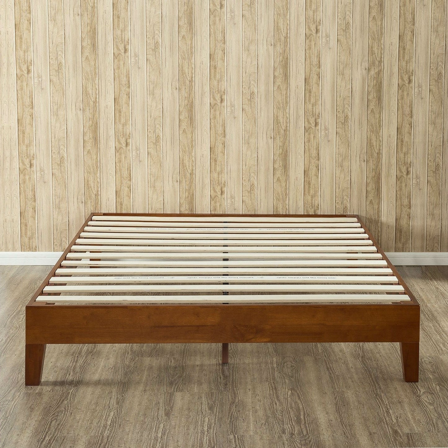 Wood platform bed frame no box spring required