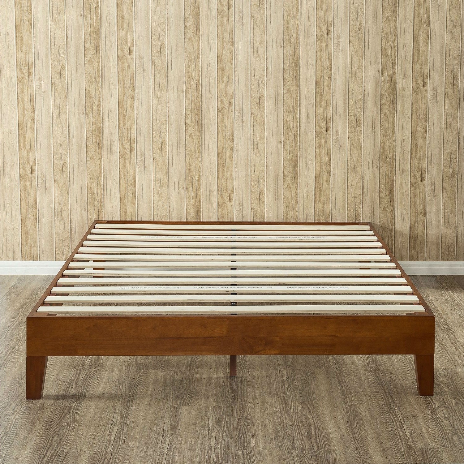 Wood platform bed frame no box spring required