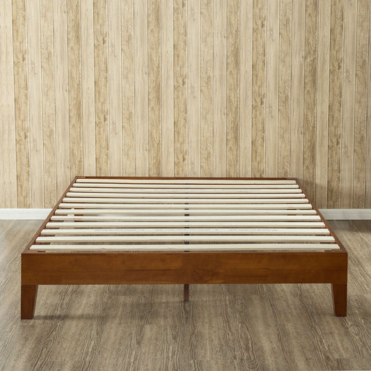 Wood platform bed frame no box spring required