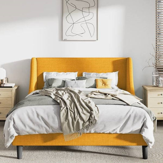 Yellow queen size bed frame that's adjustable base friendly