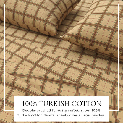 Turkish Cotton Flannel Sheet Set - Plaid & Stripe Collection